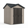 Abri de jardin 180 x 120 x 200 cm en résine gris beige pour rangement extérieur à double porte