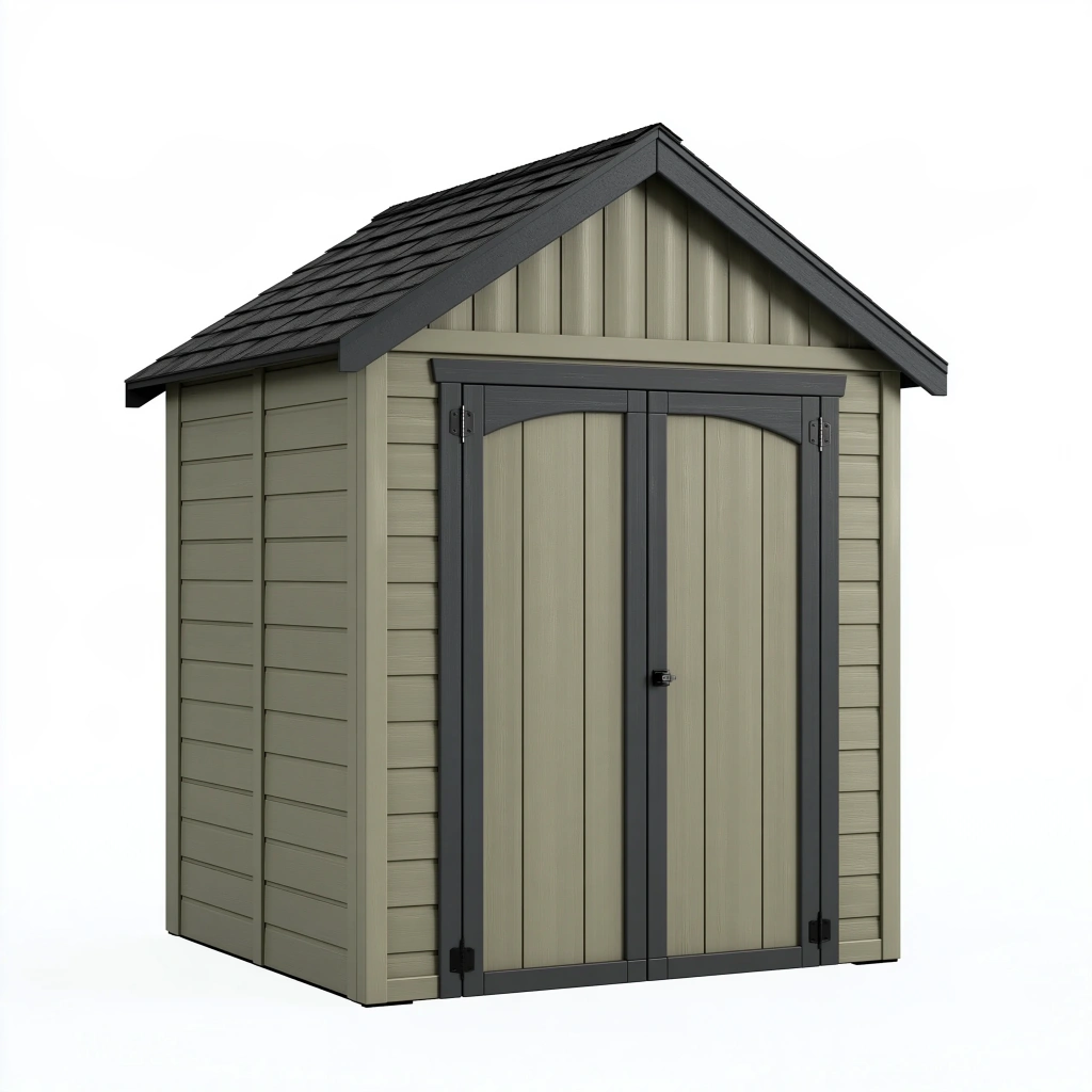 Abri de jardin 191 x 111 x 198 cm en résine vert kaki et anthracite à toit double pente