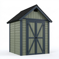 Abri de jardin 200 x 120 x 210 cm en résine vert sauge et anthracite à double porte