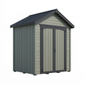 Abri de jardin 180 x 120 x 210 cm en résine vert sauge et anthracite à double porte