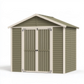 Abri de jardin 213 x 127 x 185 cm en résine vert kaki et crème avec double porte
